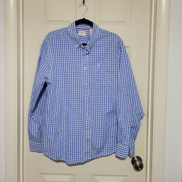 Men's Dockers L/G Checkered White/Blue Dress Shirt. - Picture 7 of 10